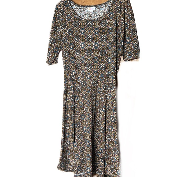 LuLaRose Dress W/ Blue Cardigan Sweater - Picture 2 of 4